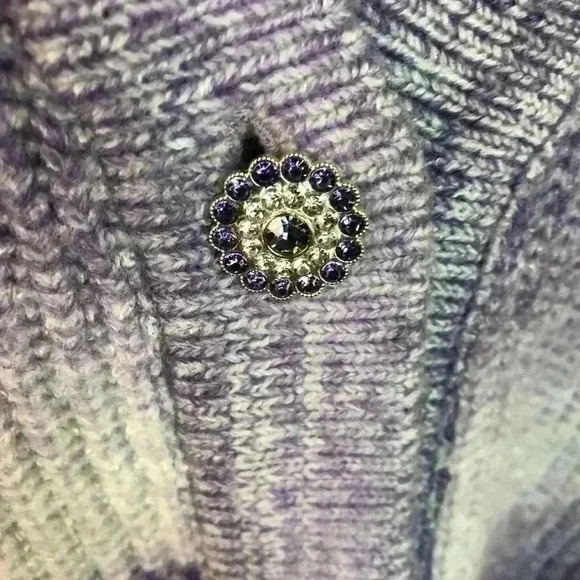 Alfred Dunner Petite Large purple and white cardigan sweater Umbro embellished - Picture 3 of 4